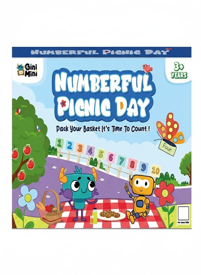 GiniMini Numberful Picnic Day | Math Adventure for Kids Age 3 4 5 | Fun Number Games, Roman Numerals, Story-Based Learning & Skill-Building | Includes Marker & Rewritable Surface, Gifts for Kids - Image 1
